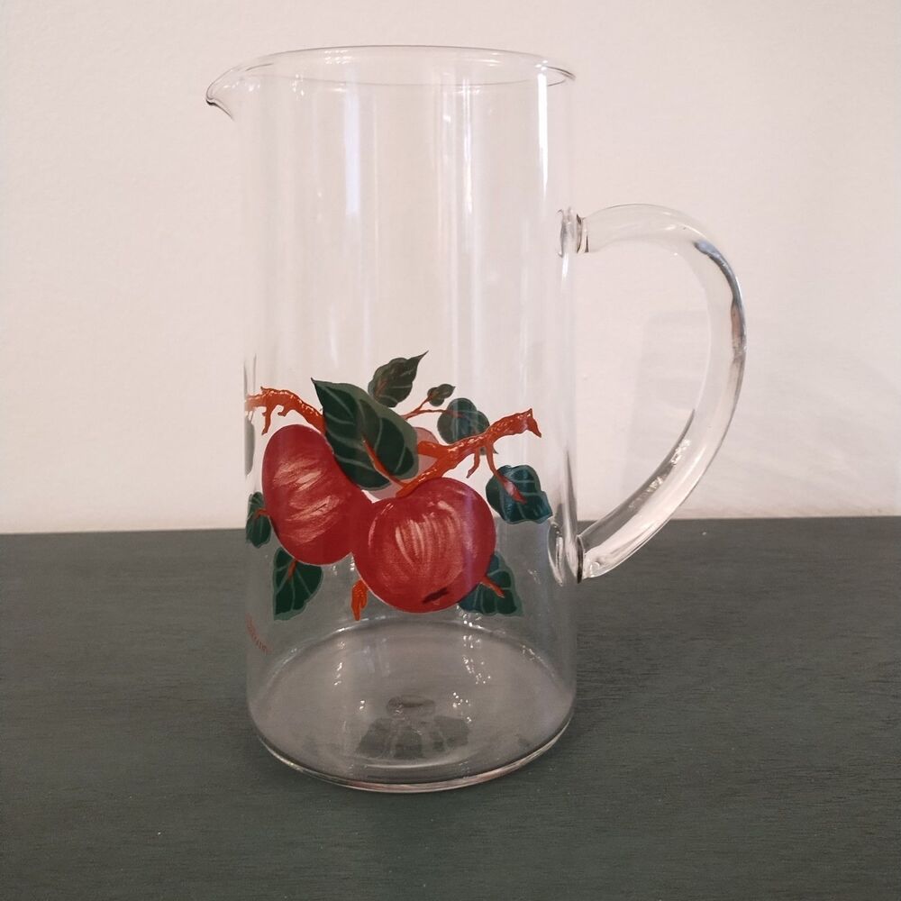 Vintage Fransciscan Apple Dinnerware Glass Juice Pitcher 8" Tall Blown Glass